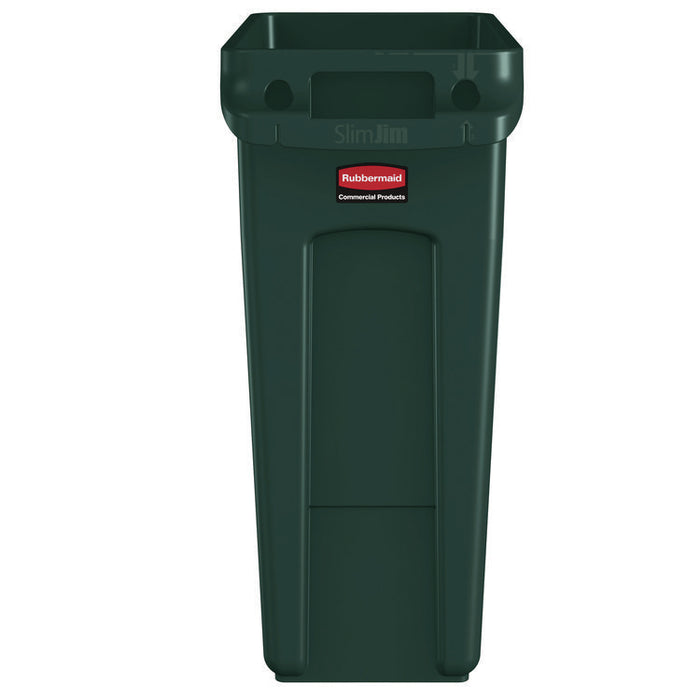 Slim Jim Plastic Recycling Container with Venting Channels, 23 gal, Plastic,  Green