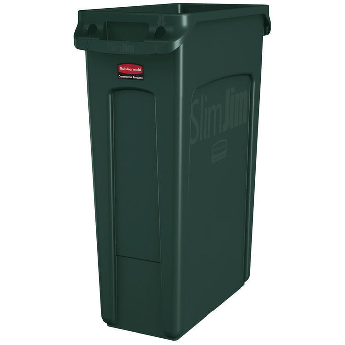 Slim Jim Plastic Recycling Container with Venting Channels, 23 gal, Plastic,  Green