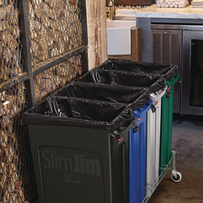 Slim Jim Plastic Recycling Container with Venting Channels, 23 gal, Plastic,  Green