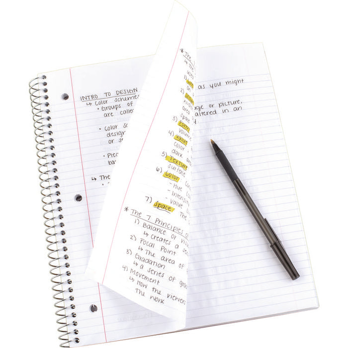 Wirebound Notebook, 1-Subject, Medium/College Rule, Red Cover, (100) 11 x 8.5 Sheets