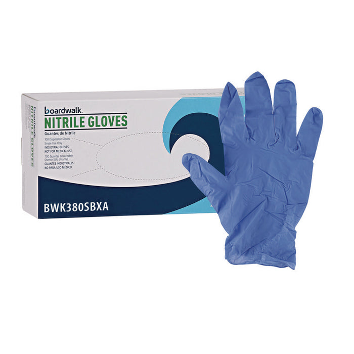 380 Series Disposable General-Purpose Nitrile Gloves, Powder-Free, Small, 4 mil Thick, 9.5" Long, Blue, 100/Box