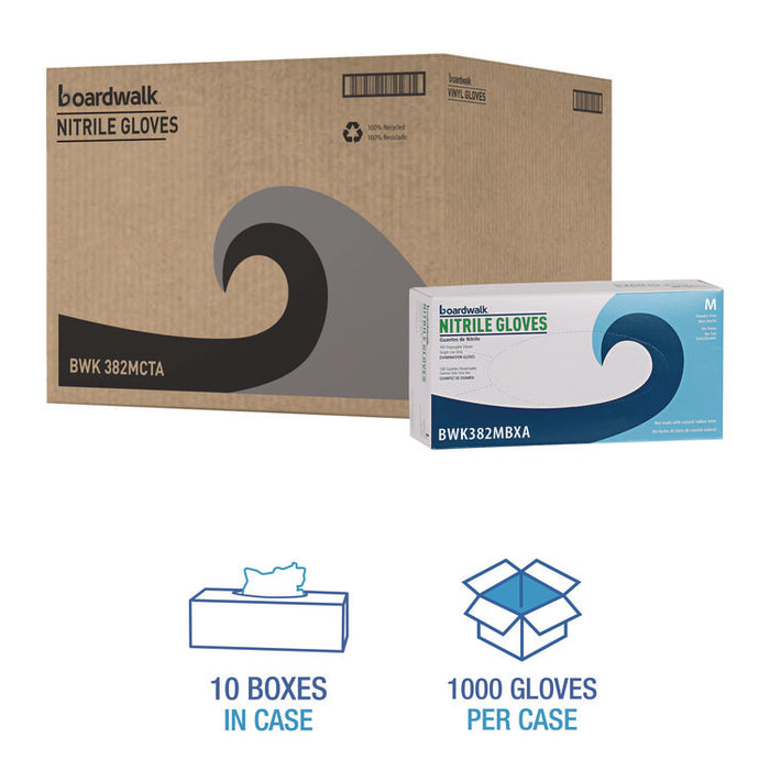Disposable Examination Nitrile Gloves, Powder-Free, Medium, 5 mil Thick, 9.5" Long, Blue, 100/Box, 10 Boxes/Carton