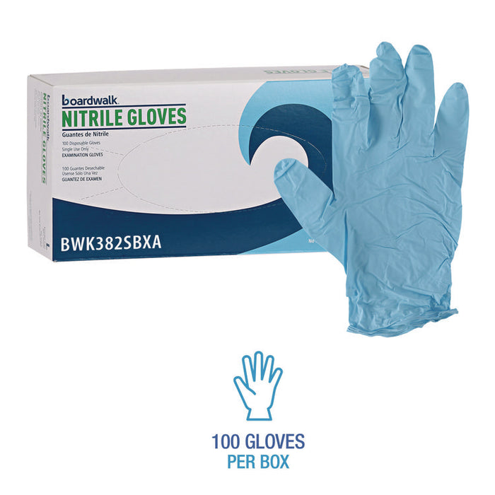 Disposable Examination Nitrile Gloves, Powder-Free, Small, 5 mil Thick, 9.5" Long, Blue, 100/Box