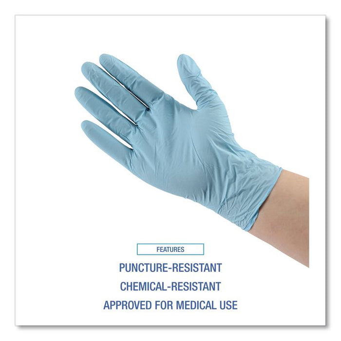 Disposable Examination Nitrile Gloves, Powder-Free, X-Small, 5 mil Thick, 9.5" Long, Blue, 100/Box, 10 Boxes/Carton