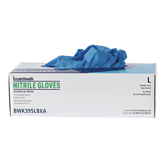 395 Series Disposable General-Purpose Nitrile Gloves, Powder-Free, Large, 5 mil Thick, 9.5" Long, Blue, 100/Box