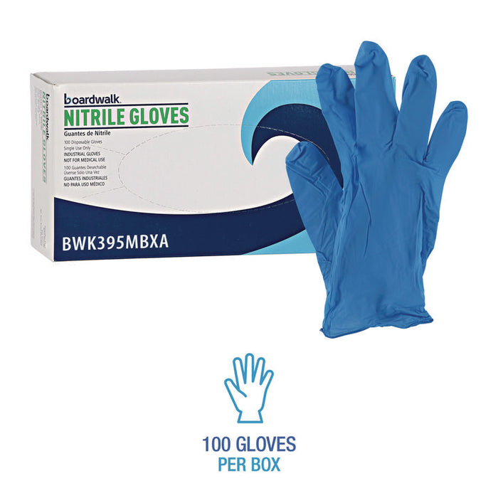 395 Series Disposable General-Purpose Nitrile Gloves, Powder-Free, Medium, 5 mil Thick, 9.5" Long, Blue, 100/Box, 10 Boxes/CT