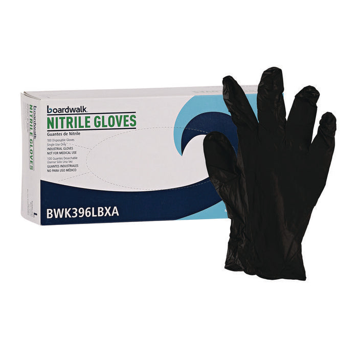 396 Series Disposable General-Purpose Nitrile Gloves, Powder-Free, Large, 4.4 mil Thick, 9.5" Long, Black, 100/BX, 10 BX/CT