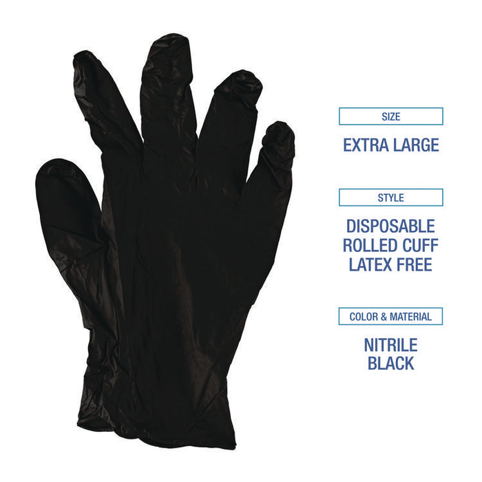 396 Series Disposable General-Purpose Nitrile Gloves, Powder-Free, XX-Large, 4.4 mil Thick, 9.5" Long, Black,100/Box,10 BX/CT