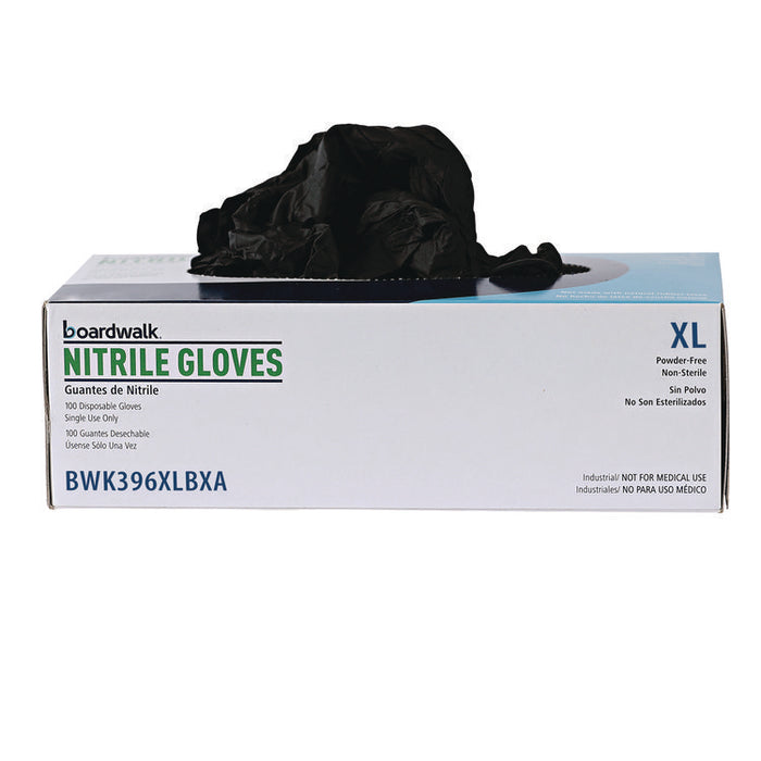 396 Series Disposable General-Purpose Nitrile Gloves, Powder-Free, X-Large, 4.4 mil Thick, 9.5" Long, Black, 100/BX, 10 BX/CT
