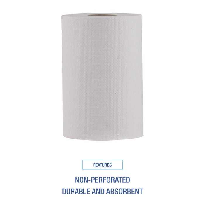Hardwound Paper Towels, Nonperforated, 1-Ply, 8" x 350 ft, White, 12 Rolls/Carton