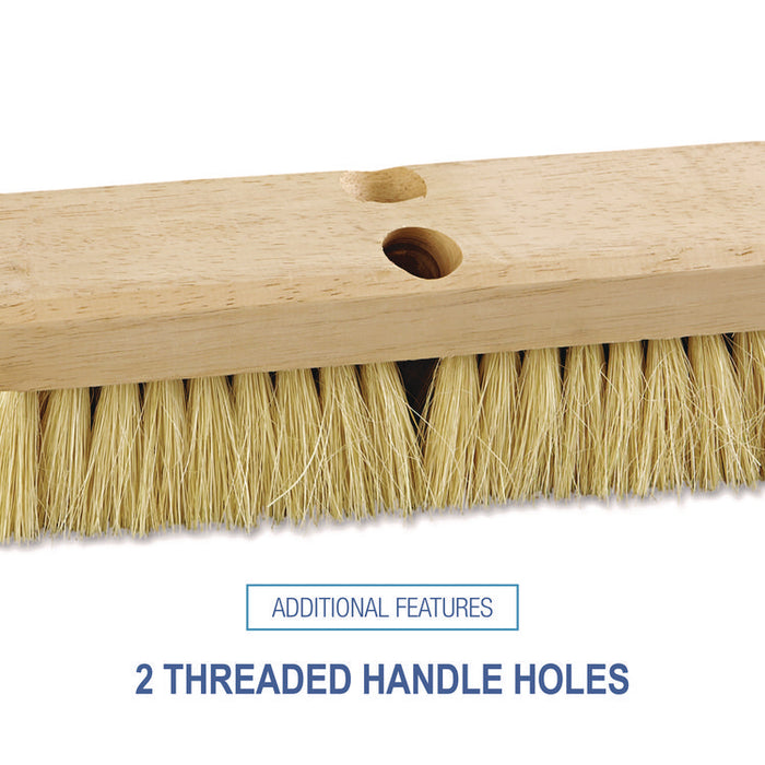 Deck Brush Head, 2" White Tampico Fiber Bristles, 10" Brush