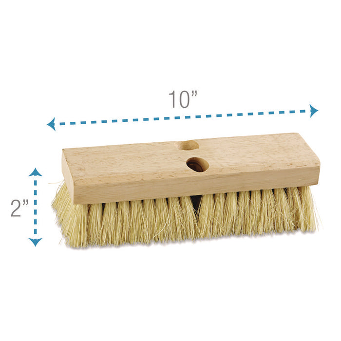 Deck Brush Head, 2" White Tampico Fiber Bristles, 10" Brush