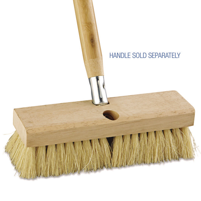 Deck Brush Head, 2" White Tampico Fiber Bristles, 10" Brush