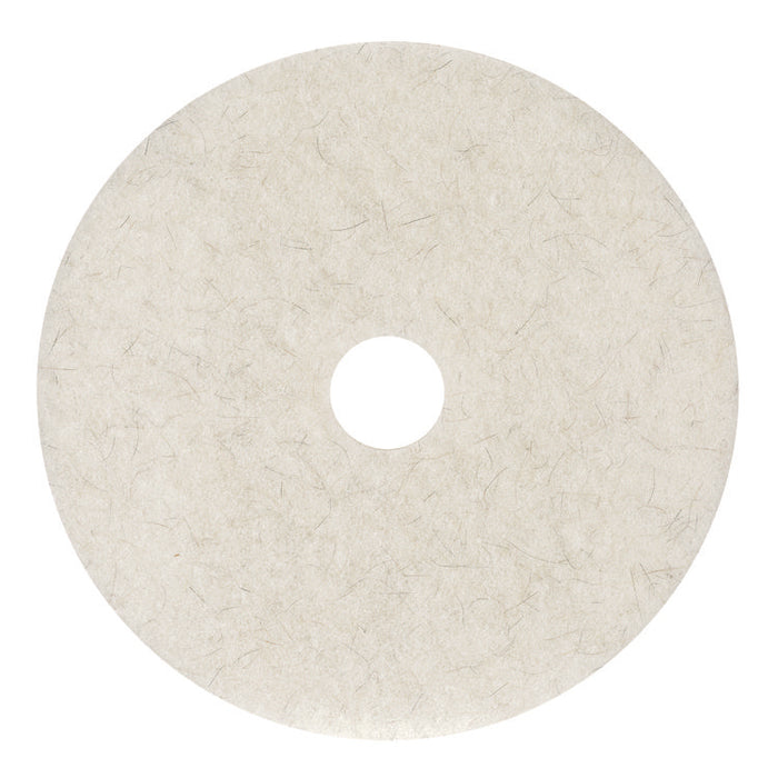 Natural Burnishing Floor Pads, 17" Diameter, White, 5/Carton