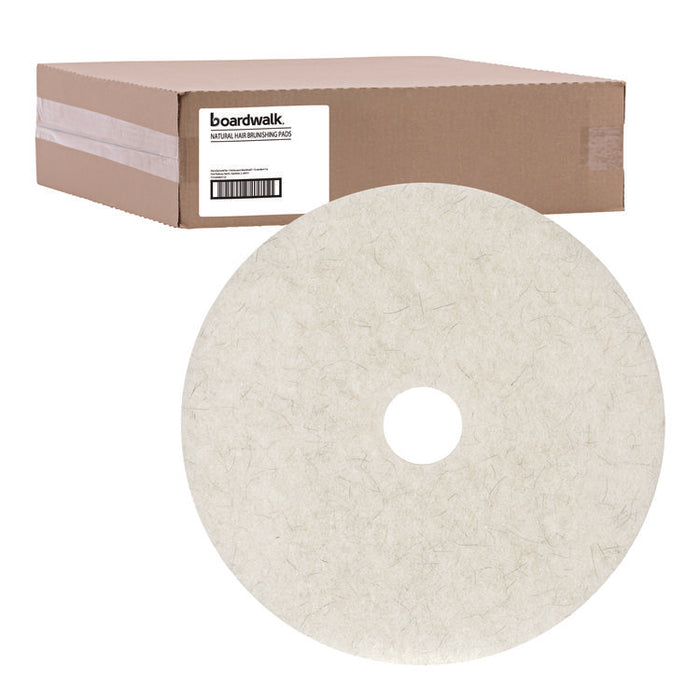 Natural Burnishing Floor Pads, 19" Diameter, White, 5/Carton