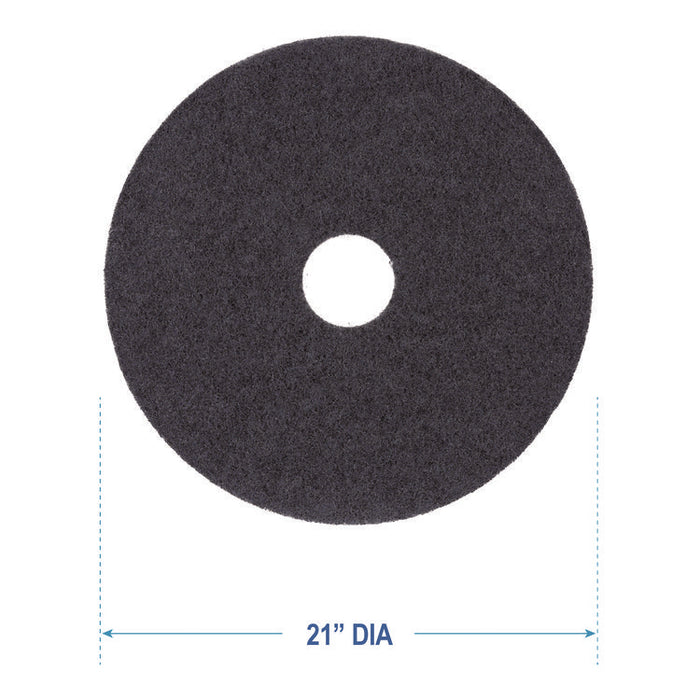 Stripping Floor Pads, 21" Diameter, Black, 5/Carton