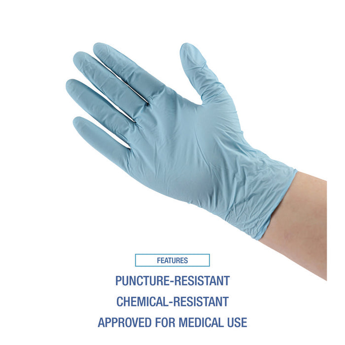 Disposable Examination Nitrile Gloves, Powder-Free, Large, 5 mil Thick, 9.5" Long, Blue, 100/Box