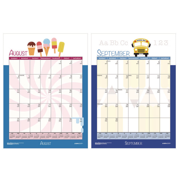 Academic Year Recycled Seasonal Wall Calendar, Illustrated Seasons Artwork, 12 x 16.5, 12-Month (July to June): 2025 to 2026