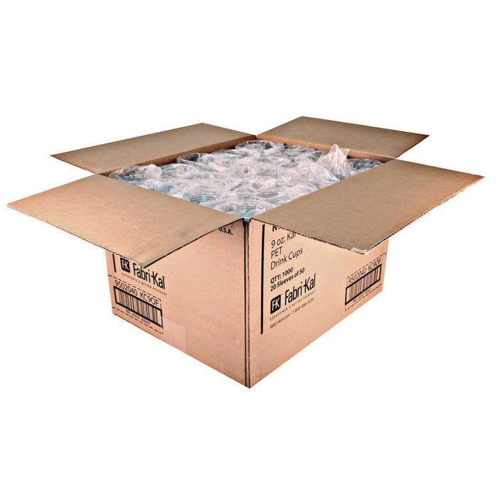 Kal-Clear PET Cold Drink Cups, Old-Fashioned Glass, 9 oz, Plastic, Clear, 50/Sleeve, 20 Sleeves/Carton