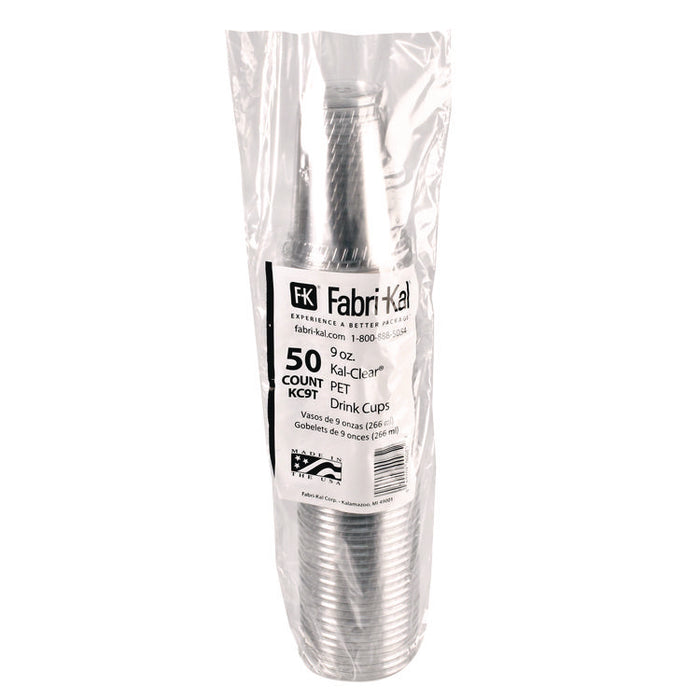 Kal-Clear True PET Cold Drink Cups, 9 oz, Plastic, Clear, 50/Bag, 20 Bags/Carton