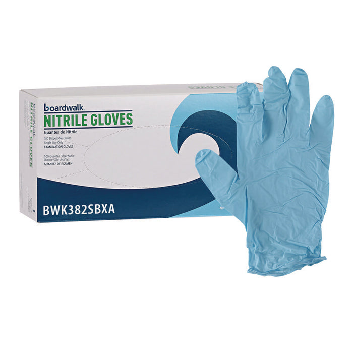 Disposable Examination Nitrile Gloves, Powder-Free, Small, 5 mil Thick, 9.5" Long, Blue, 100/Box, 10 Boxes/Carton