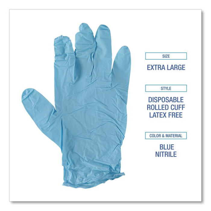 Disposable Examination Nitrile Gloves, Powder-Free, XX-Large, 5 mil Thick, 9.5" Long, Blue, 100/Box