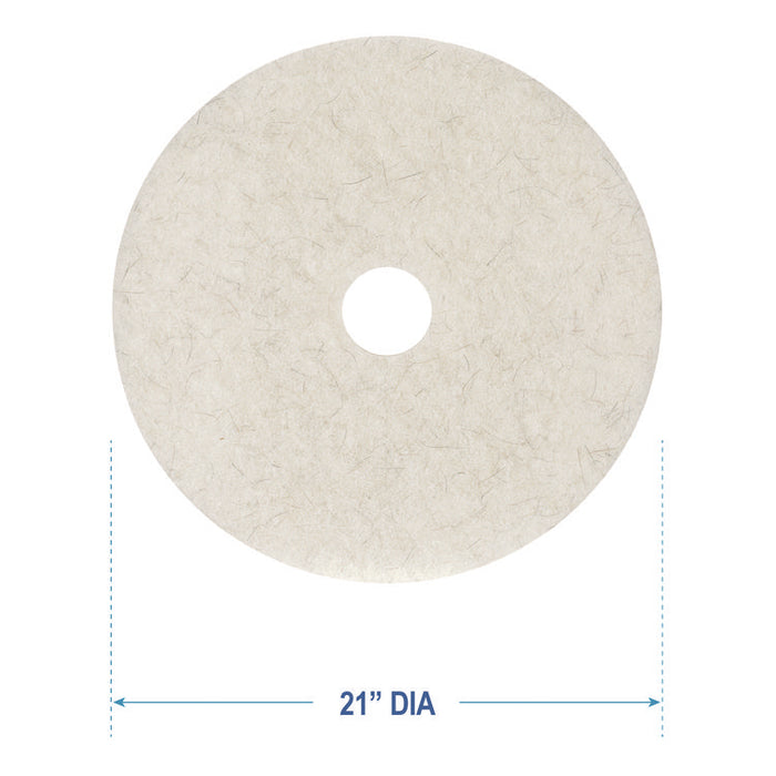 Natural Burnishing Floor Pads, 21" Diameter, White, 5/Carton