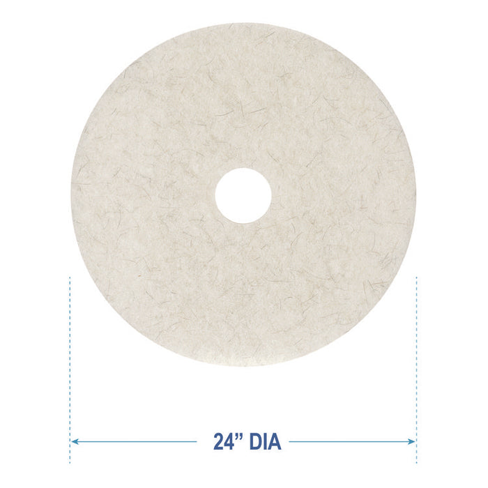 Natural Burnishing Floor Pads, 24" Diameter, White, 5/Carton