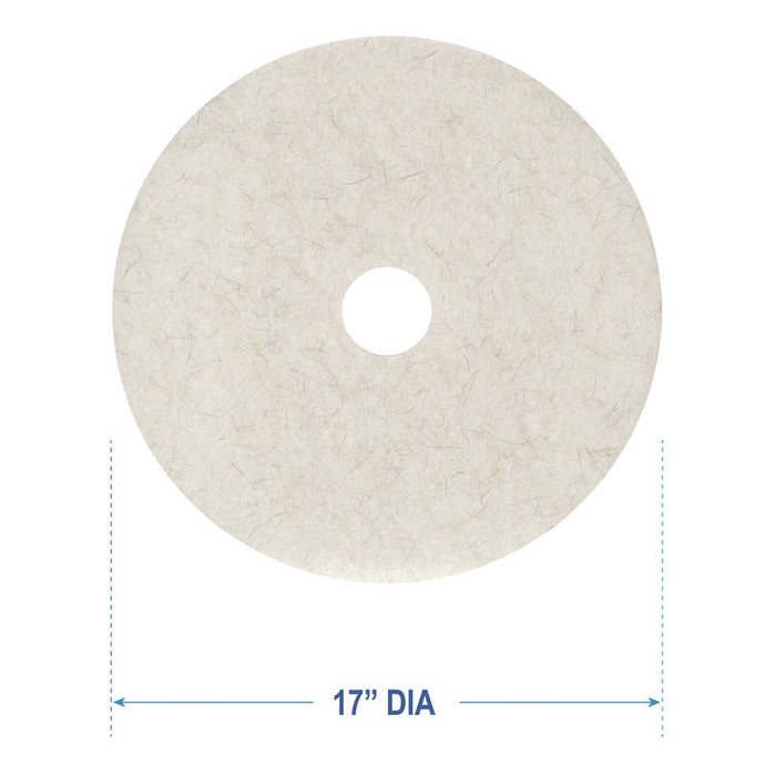 Natural Burnishing Floor Pads, 17" Diameter, White, 5/Carton