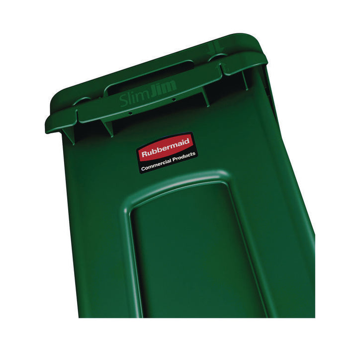 Slim Jim Plastic Recycling Container with Venting Channels, 23 gal, Plastic,  Green