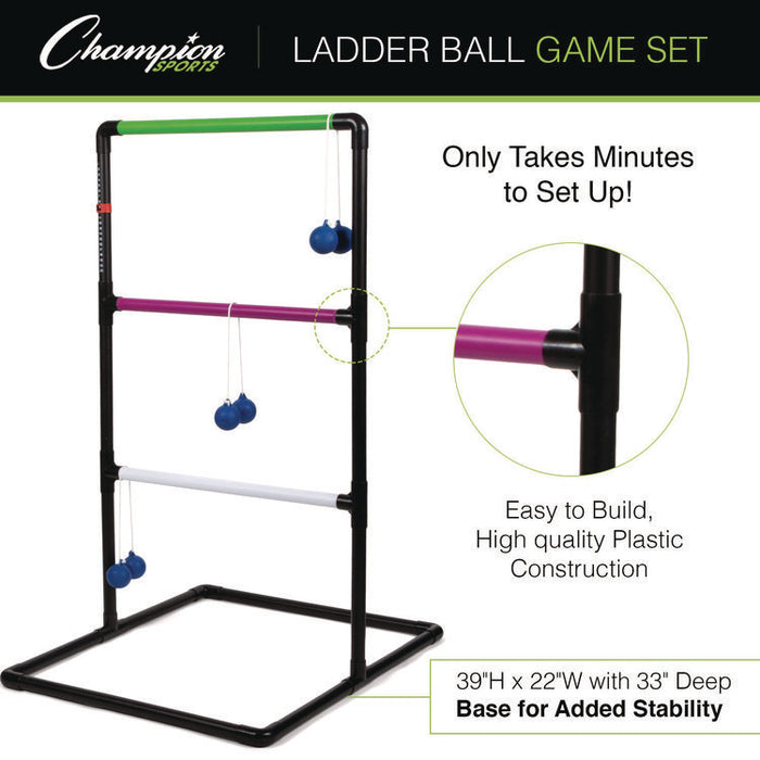 Ladder Ball Game Set, (2) 22" x 37.5" Ladders/(6) Bolas/Carry Bag