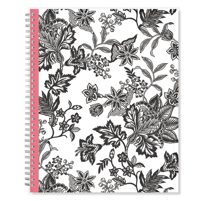 Analeis Create-Your-Own Cover Weekly/Monthly Planner, Floral, 11 x 8.5, White/Black/Coral, 12-Month (July to June): 2025-2026