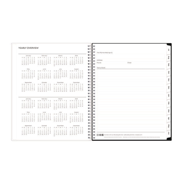 Analeis Create-Your-Own Cover Weekly/Monthly Planner, Floral, 11 x 8.5, White/Black/Coral, 12-Month (July to June): 2025-2026