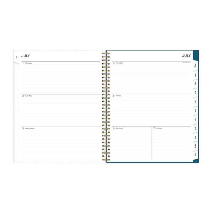 Bakah Blue Academic Year Weekly/Monthly Planner, Floral Artwork, 11 x 8.5, Blue/White Cover, 12-Month (July-June): 2025-2026