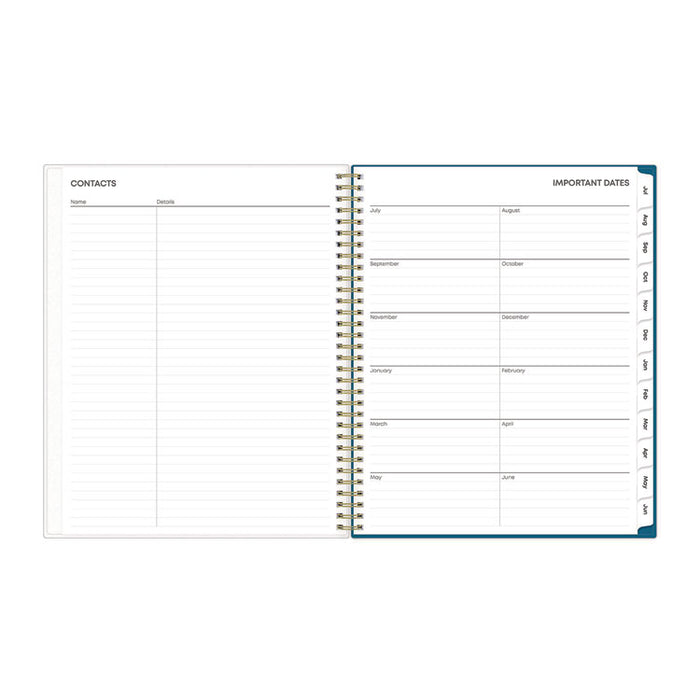 Bakah Blue Academic Year Weekly/Monthly Planner, Floral Artwork, 11 x 8.5, Blue/White Cover, 12-Month (July-June): 2025-2026