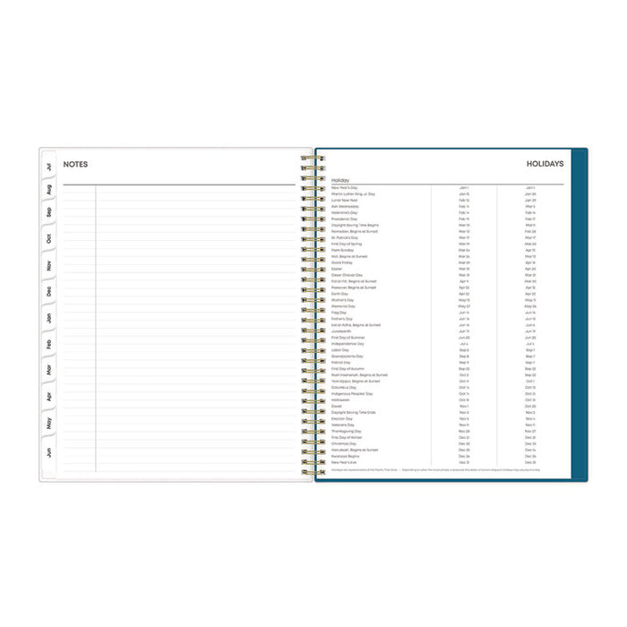 Bakah Blue Academic Year Weekly/Monthly Planner, Floral Artwork, 11 x 8.5, Blue/White Cover, 12-Month (July-June): 2025-2026