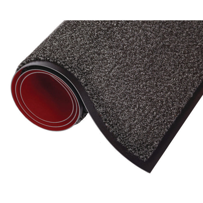 Dust-Star Microfiber Wiper Mat, Rectangular, Charcoal Gray Carpeted Surface, 36" x 10 ft