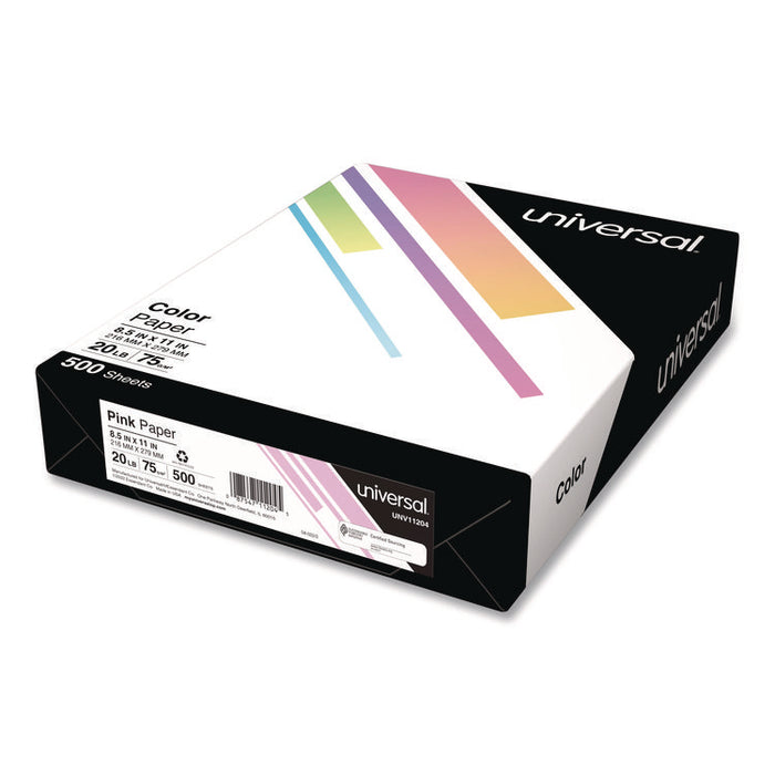 Deluxe Colored Paper, 20 lb Bond Weight, 8.5 x 11, Pink, 500 Sheets/Ream, 10 Reams/Carton