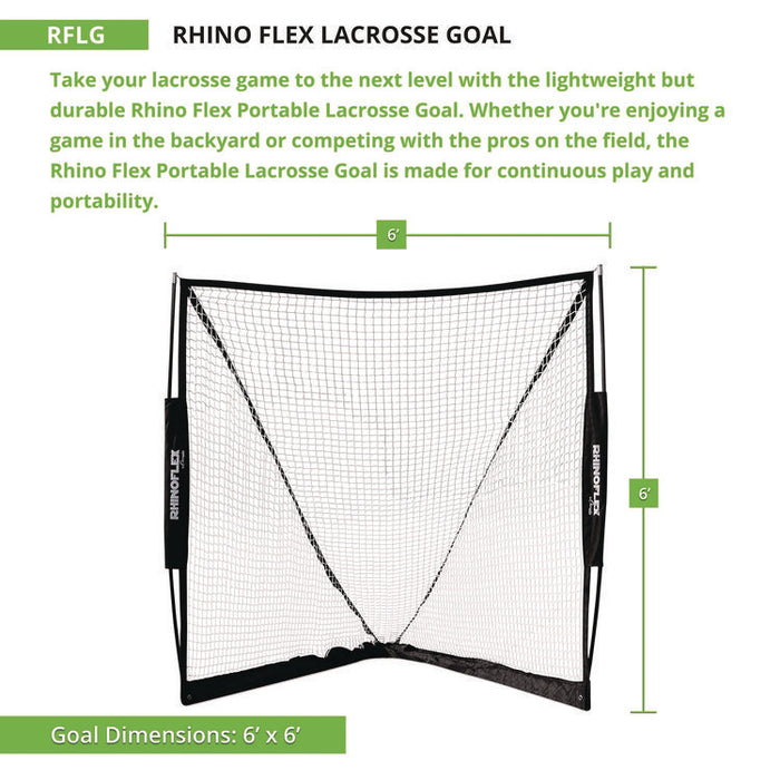 Rhino Flex Lacrosse Goal, 6 ft x 6 ft, 1" dia Frame