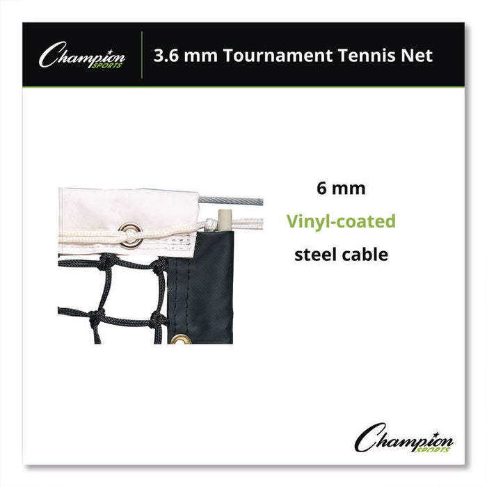 Tournament Tennis Net, 3.6 mm Double Braided Polyethylene, 42 ft x 3.5 ft