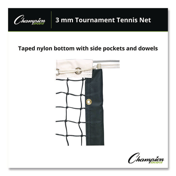 Tournament Tennis Net, 3 mm Braided Polyethylene, 42 ft x 3.5 ft,