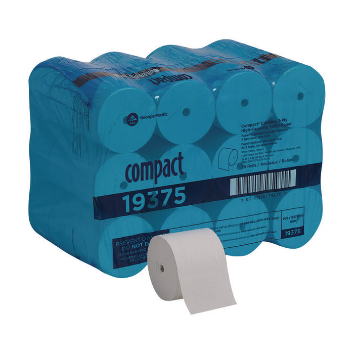 Compact Coreless Bath Tissue, Septic Safe, 2-Ply, White, 1,000 Sheets/Roll, 36 Rolls/Carton