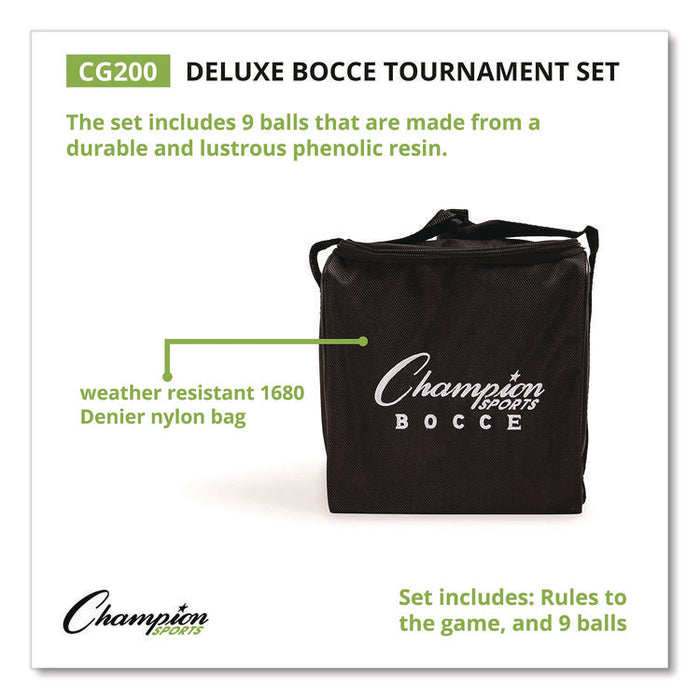 Deluxe Bocce Tournament Set, 4.25" dia Balls, Assorted Colors