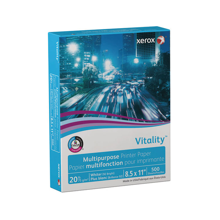 Vitality Multipurpose Print Paper, 92 Bright, 20 lb Bond Weight, 8.5 x 11, White, 500 Sheets/Ream, 3 Reams/Carton