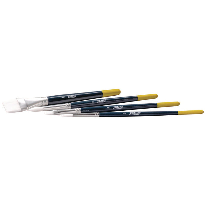 Hobby Four-Brush Set, Assorted, Synthetic, Flat; Round, 4/pack