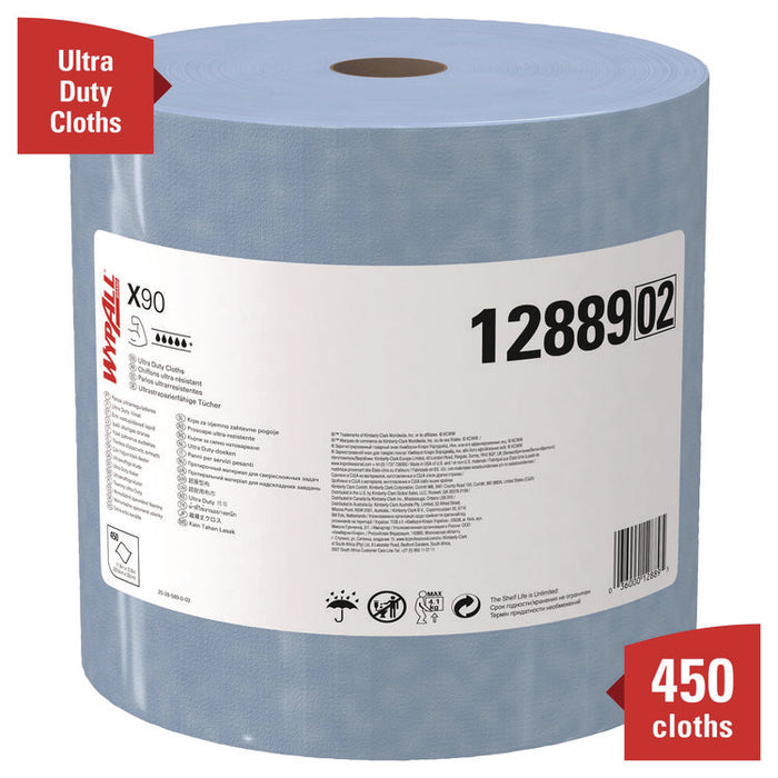 X90 Cloths, Jumbo Roll, 2-Ply, 12.4 x 12.2, Blue Denim, 450/Roll