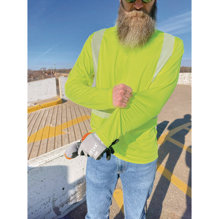 Chill-Its 6688 Type R Class 2 Cooling Hi-Vis Sun Shirt with UV Protection, X-Large, Lime