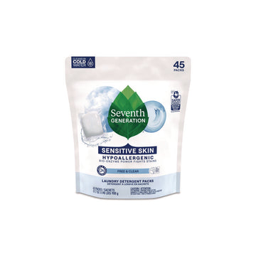 Natural Laundry Detergent Packs, Powder, Unscented, 45 Packets/Pack