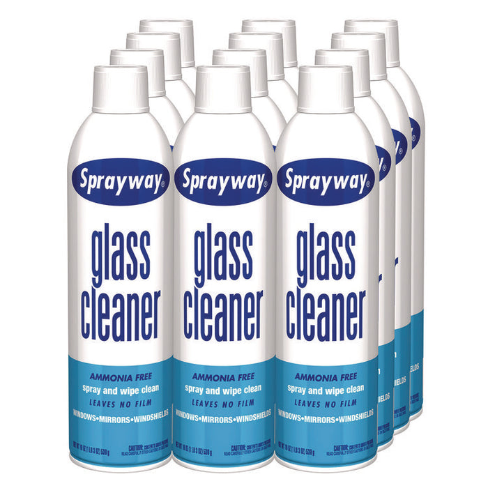 Glass Cleaner, 19 oz Aerosol Spray, 12/Carton