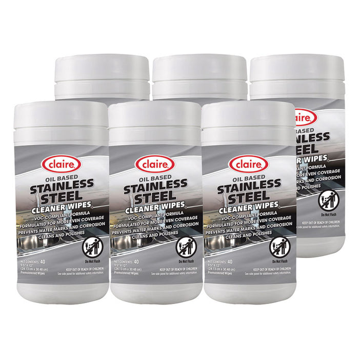 Stainless Steel Cleaner Wipes, 9.5 x 12, Citrus, Purple, 40 Wipes/Canister, 6 Canisters/Carton